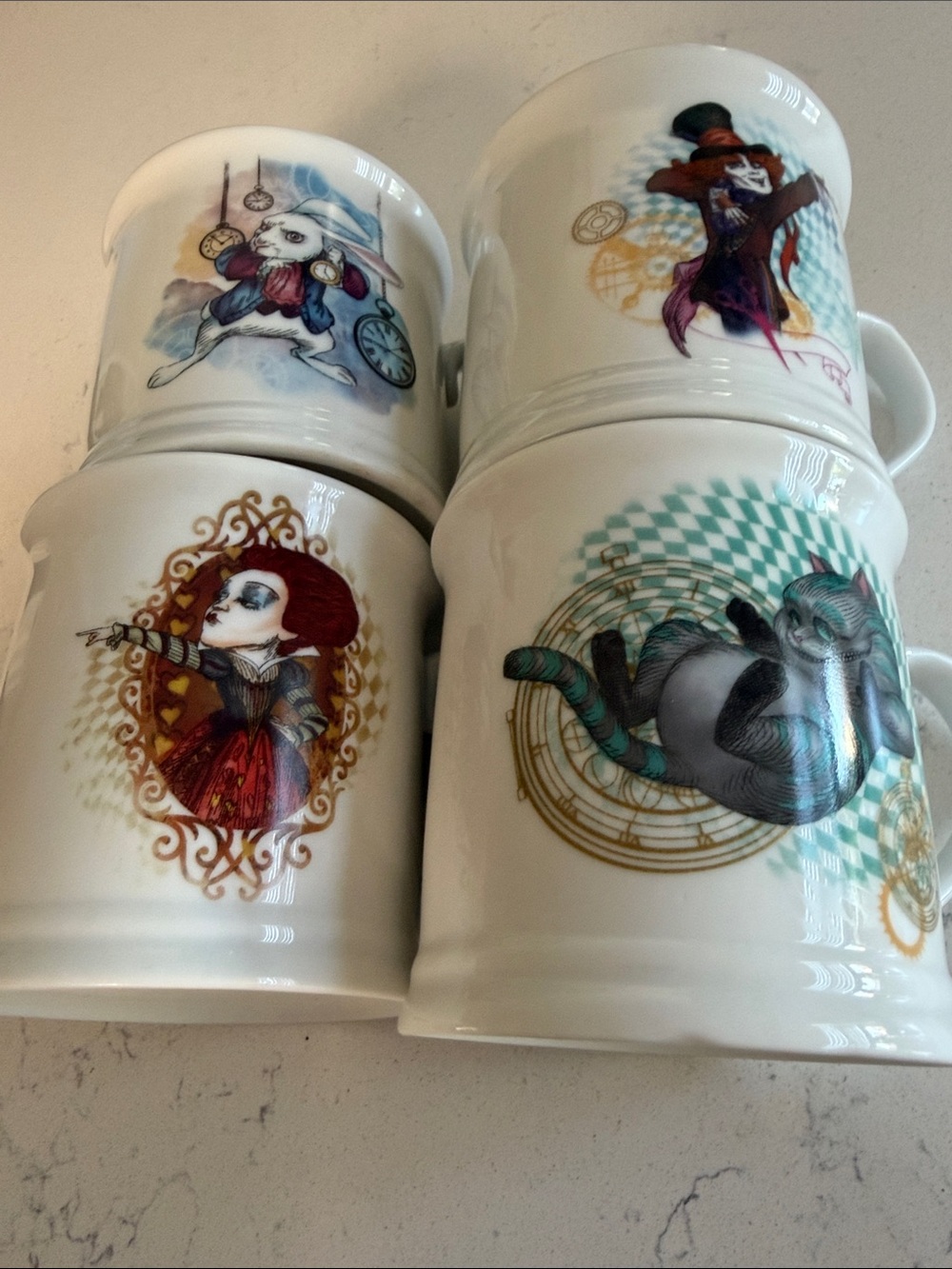 Disney Alice through the looking glass White mugs (4)